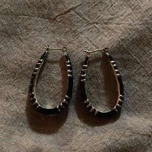 Chic Black and Silver Hoop Earrings